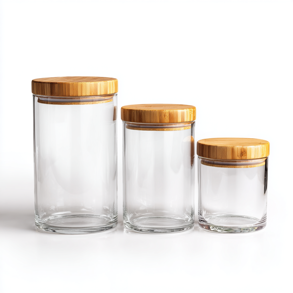 Qivno Glass Storage Jars with Bamboo Lids - Set of 3