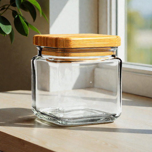 Qivno Square Stackable Glass Jar - Space Saver
