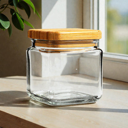 Qivno Square Stackable Glass Jar - Space Saver